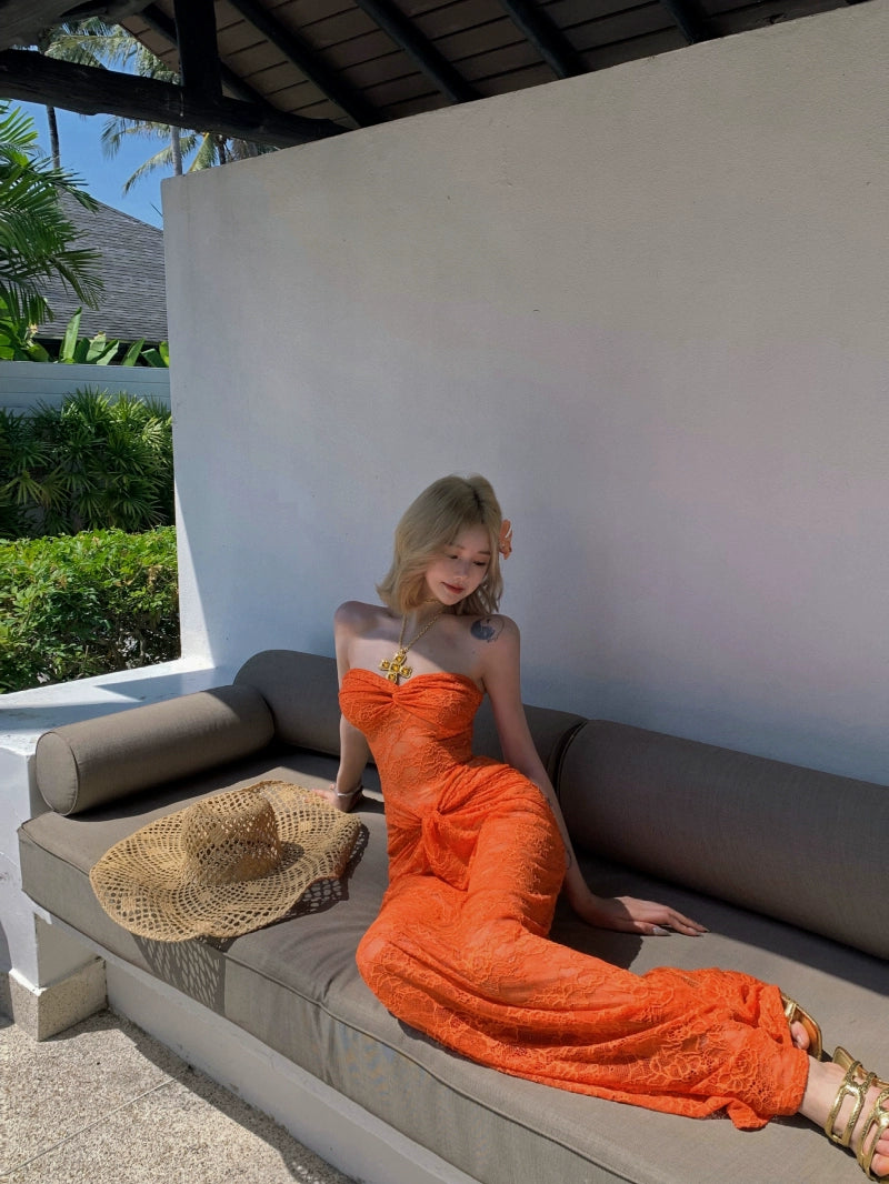 Chic Orange Resort Maxi Dress