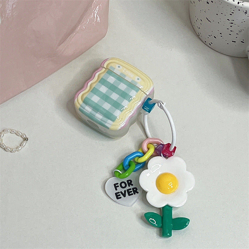 Plaid Flower Chain Airpods Case