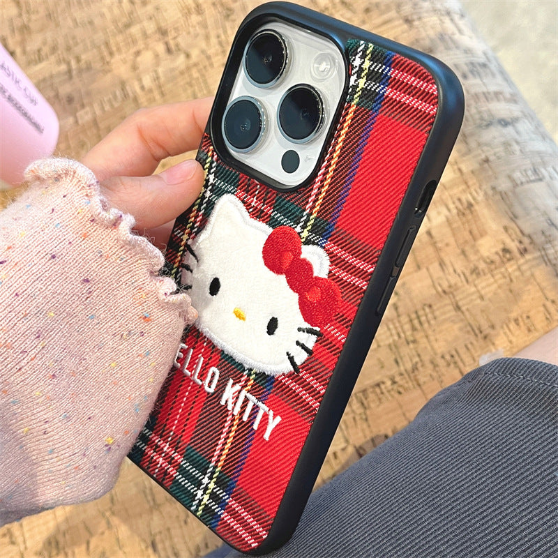 Retro Red Plaid Kitty Case