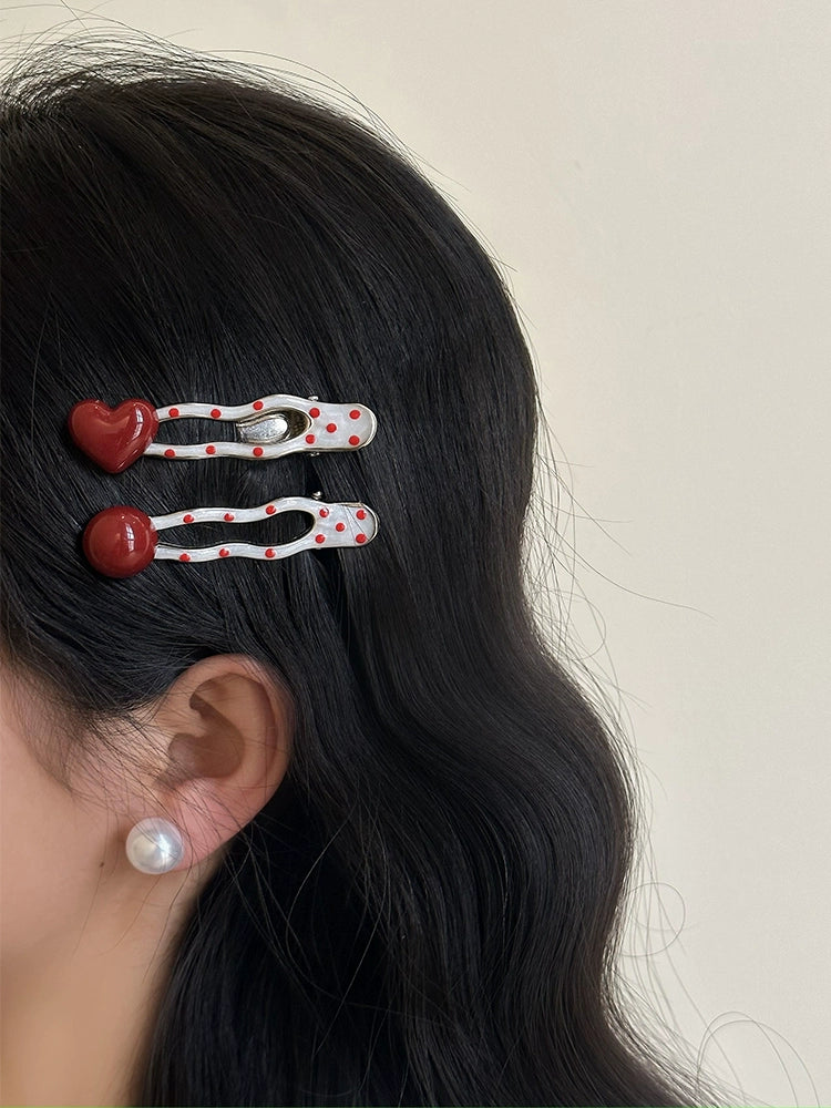 Kawaii Polka Metal Hair Clips
