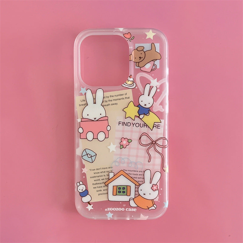 Cute Bunny Cartoon Clear Phone Case