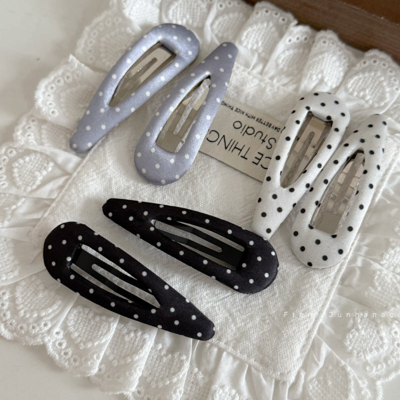 Polka Dot Fabric Hair Clips Set