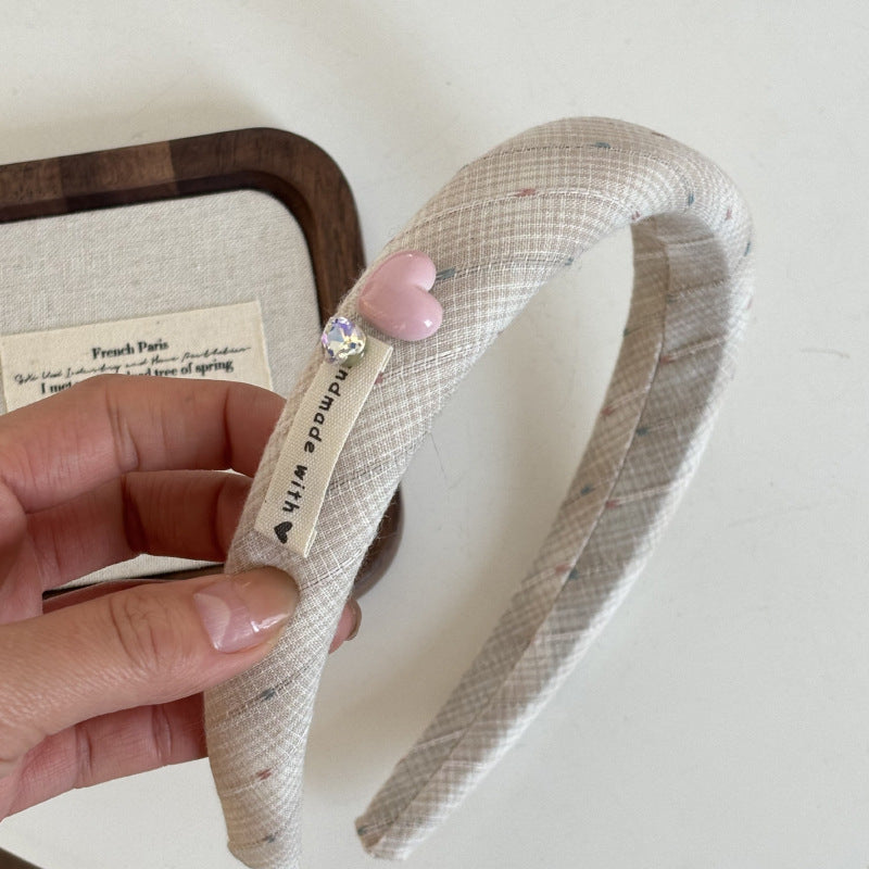 Handmade Teddy Heart Plaid Scrunchie