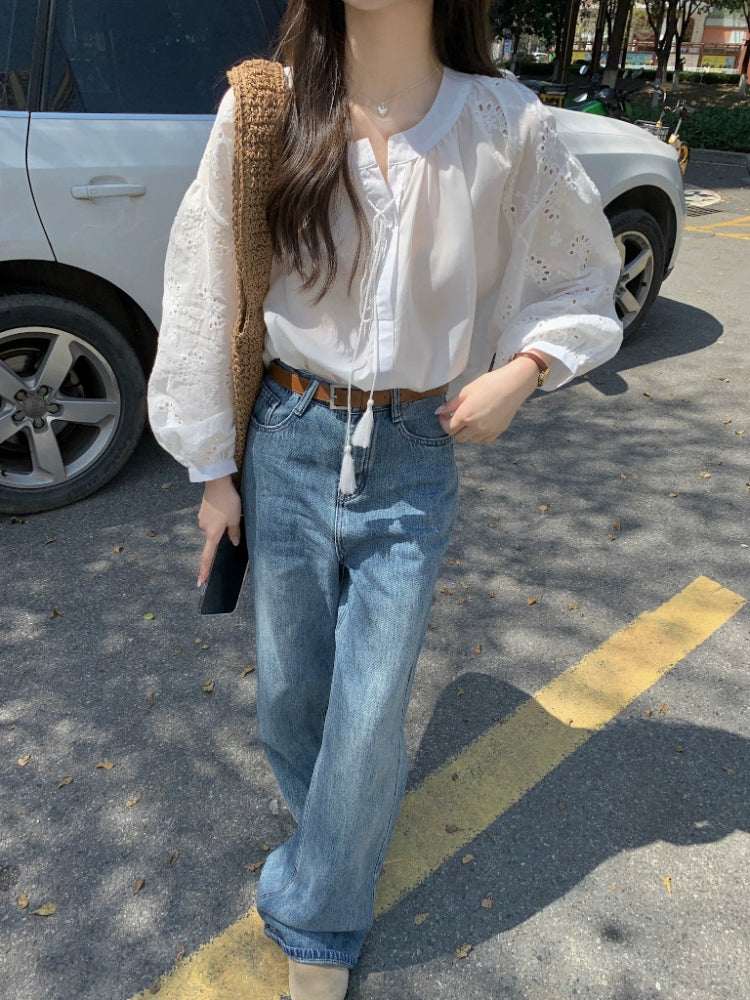 Boho Chic Lace Sleeve Blouse