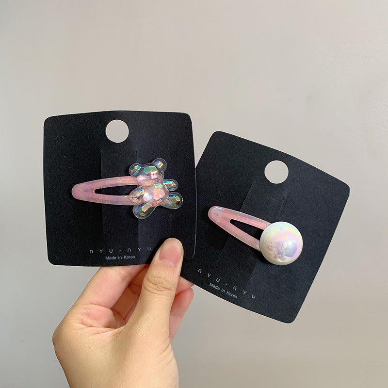 Iridescent Pink Pearl Hair Clips