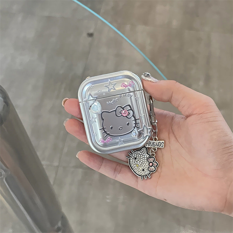 Silver Kitty Airpods Case