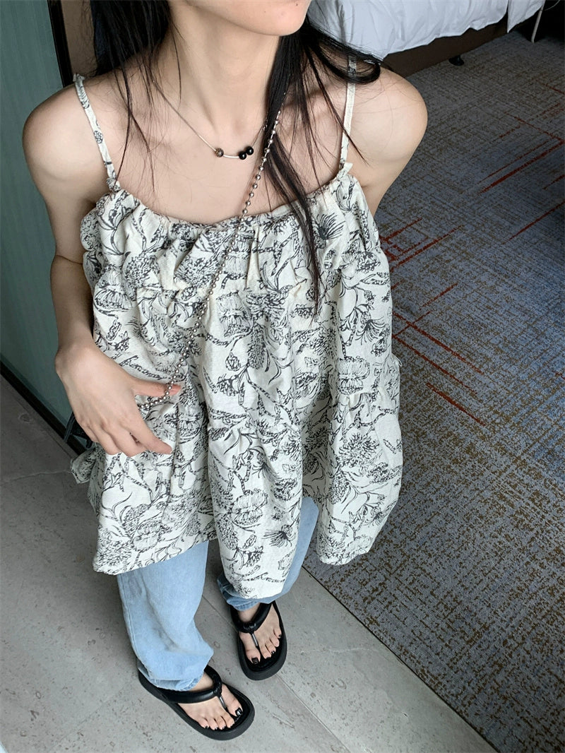 Boho Floral Print Peasant Blouse