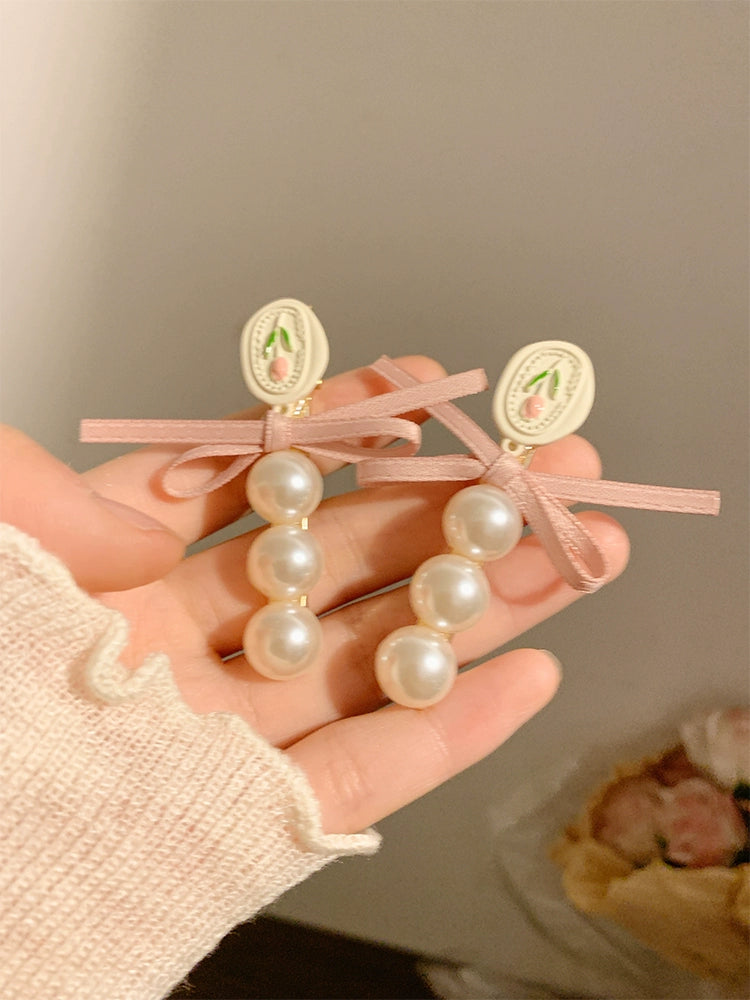 Sweet Bow Pearl Hair Barrettes