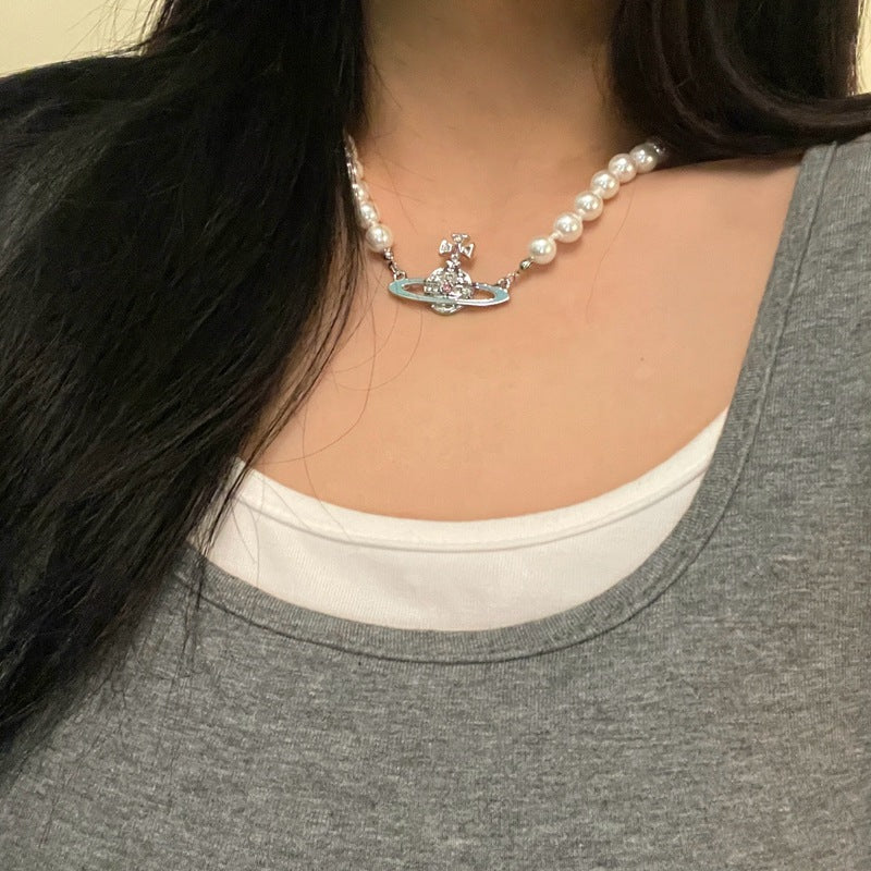 Huge Rhinestone Planet Necklace