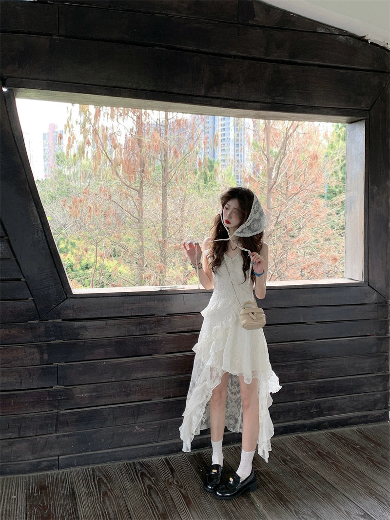 Boho White Lace Maxi Dress