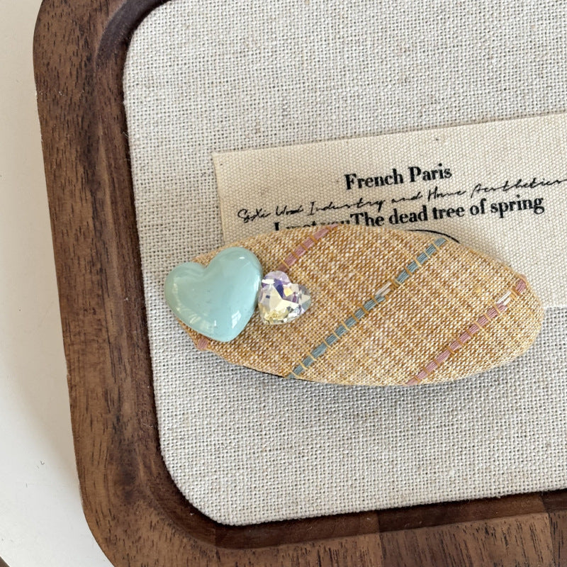 Handmade Teddy Heart Plaid Scrunchie