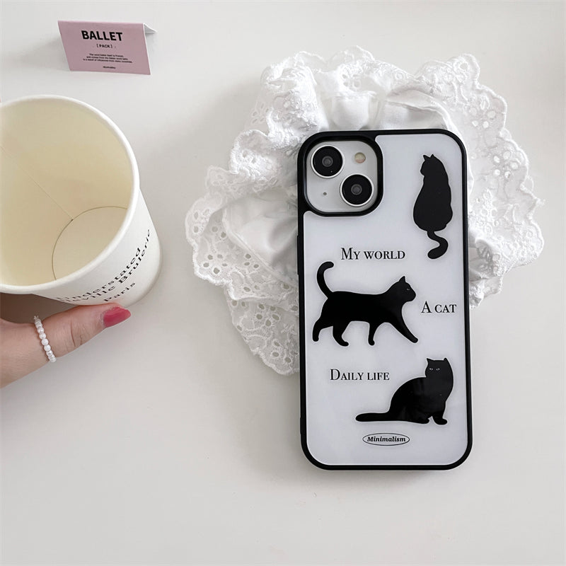 White Cat Black Letter Case