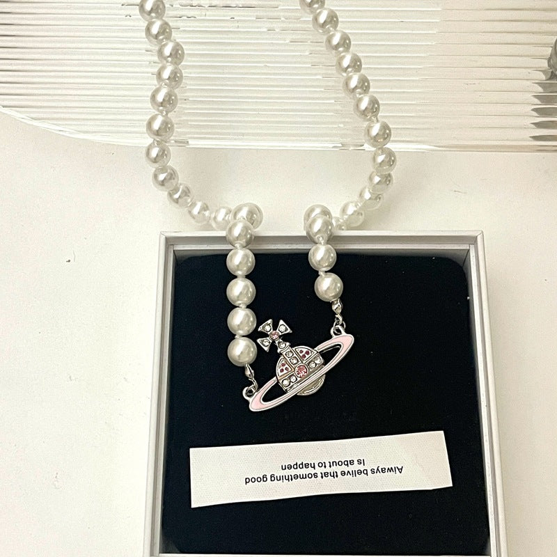 Huge Rhinestone Planet Necklace
