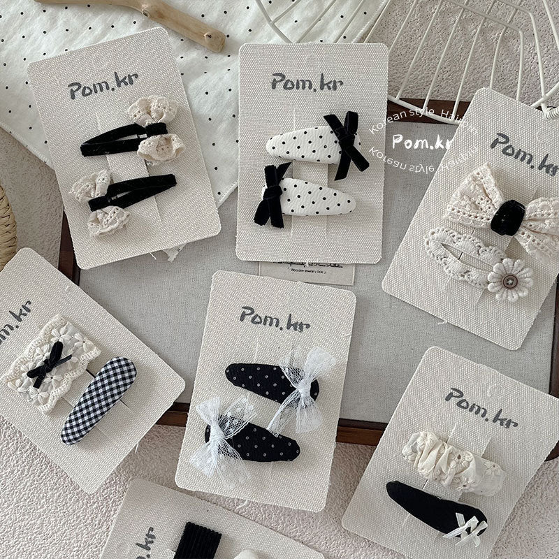Monochrome Bow Hair Clip Set