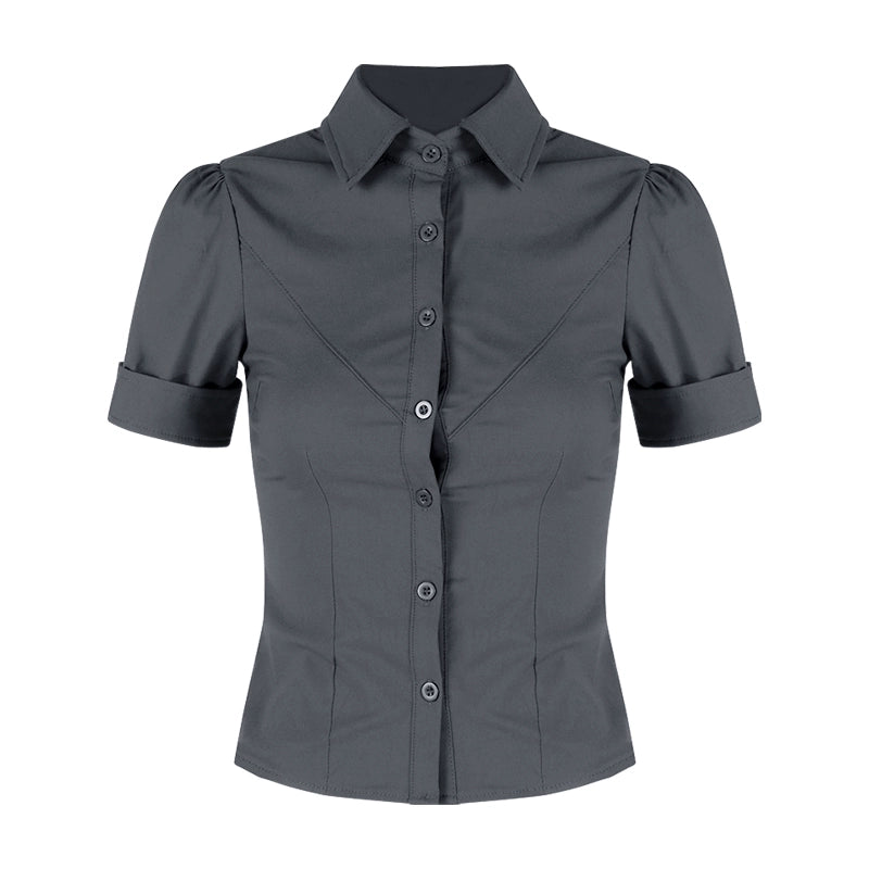 Tailored Slim‑Fit Button Blouse
