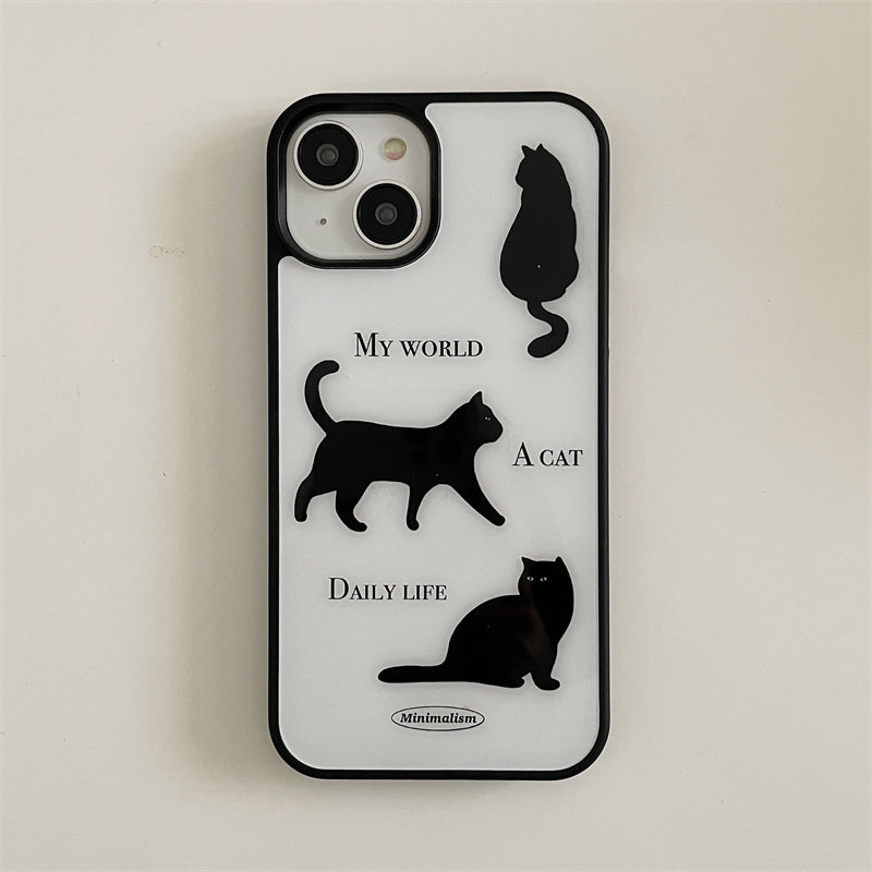 White Cat Black Letter Case