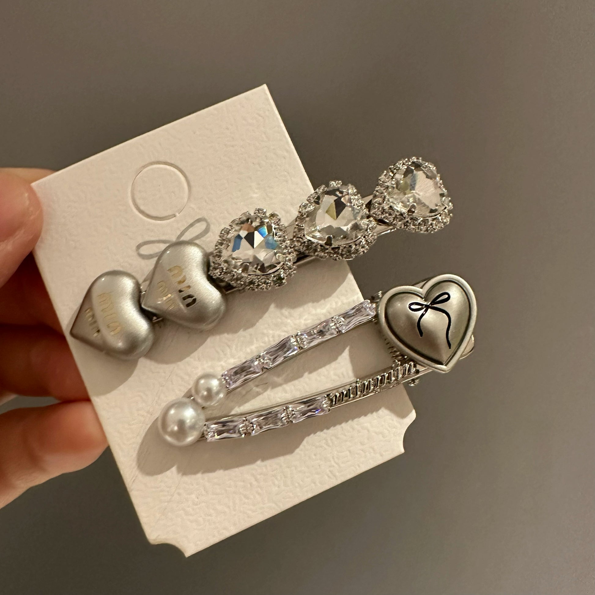 Hearts Silver Hair Clip