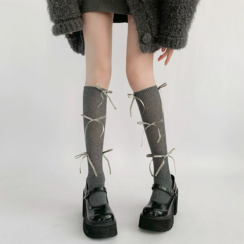 Glitter Lace-Up Knee High Socks