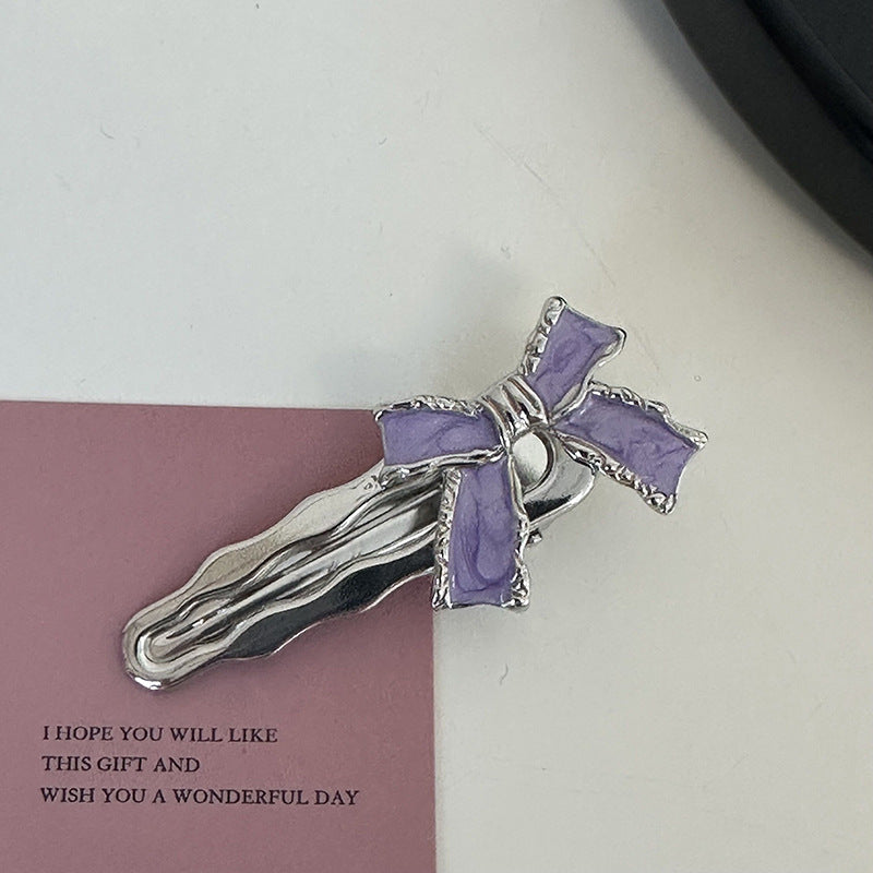 Silver Pink Crystal Hair Clips