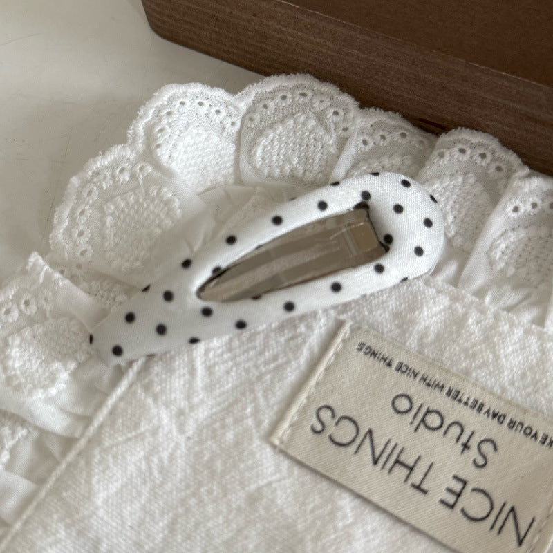 Polka Dot Fabric Hair Clips Set
