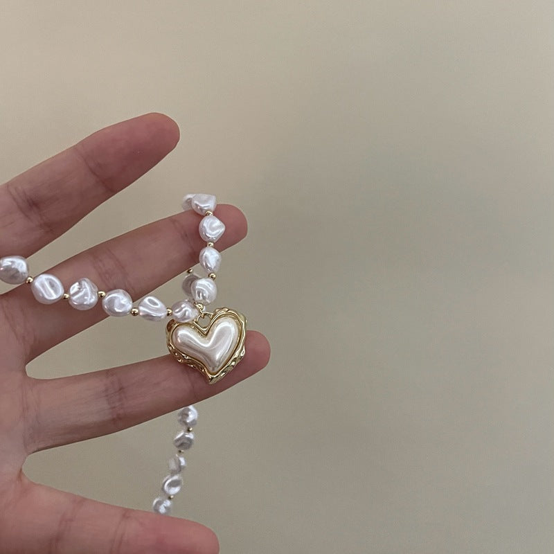 Heart Plate Pearl Necklace