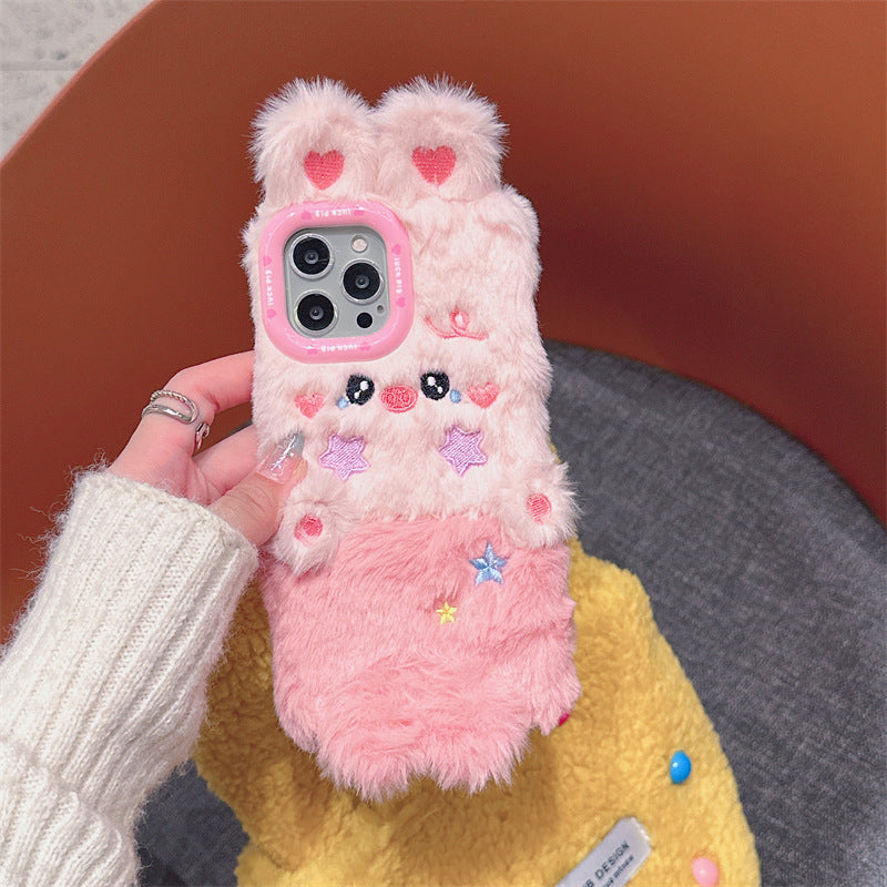 Star Blush Pink Bunny Fluffy Case