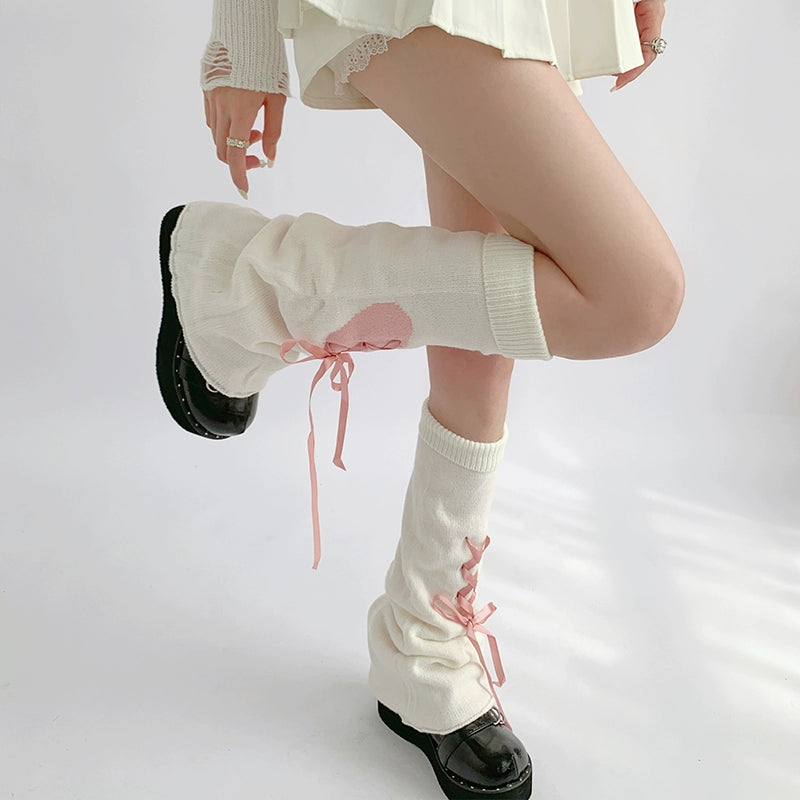 Lace-Up Ribbon Slouchy Leg Warmers