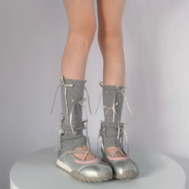 Stylish Ribbed Lace-Up Ankle Socks