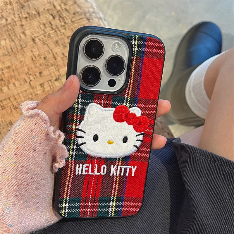 Retro Red Plaid Kitty Case