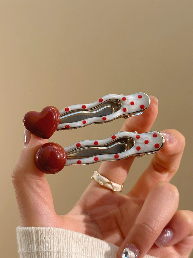 Kawaii Polka Metal Hair Clips