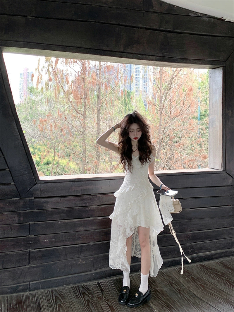 Boho White Lace Maxi Dress