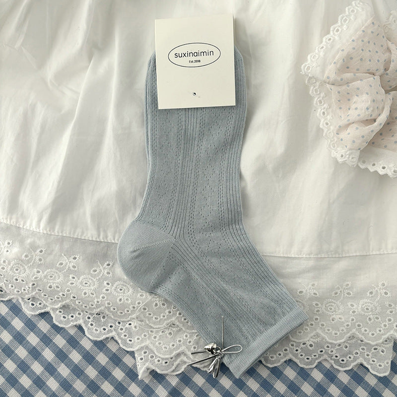 Ribbed Bell Bow Socks