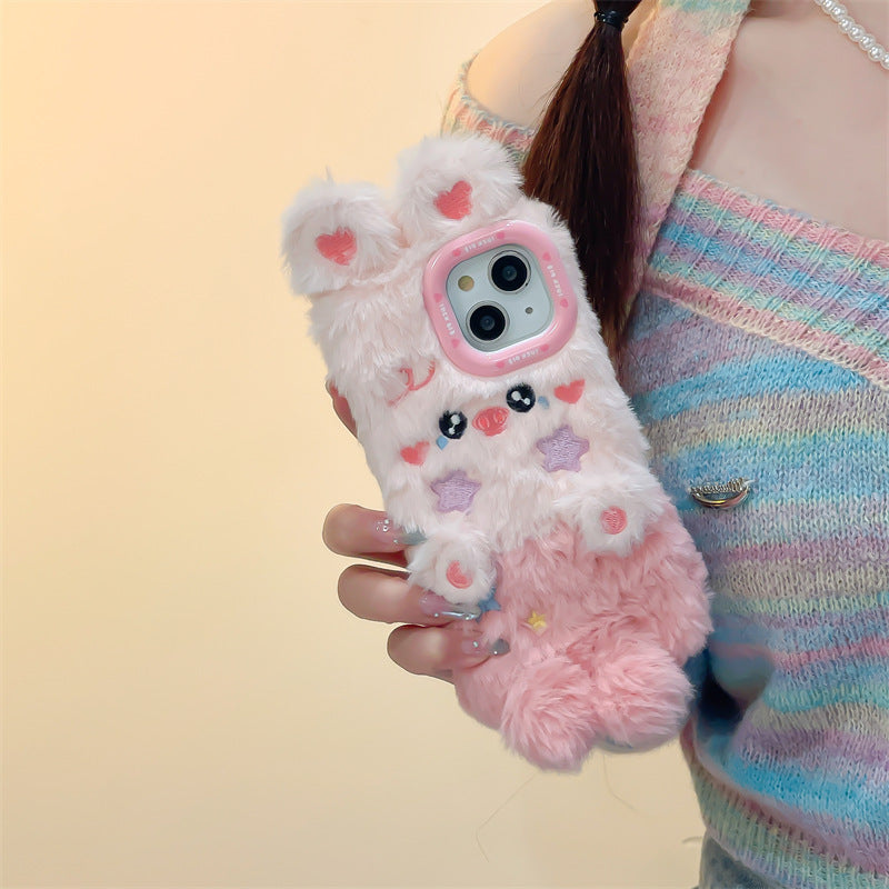 Star Blush Pink Bunny Fluffy Case