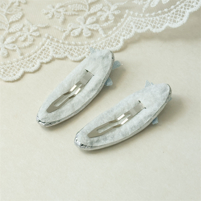 Silver Glitter Bow Clips