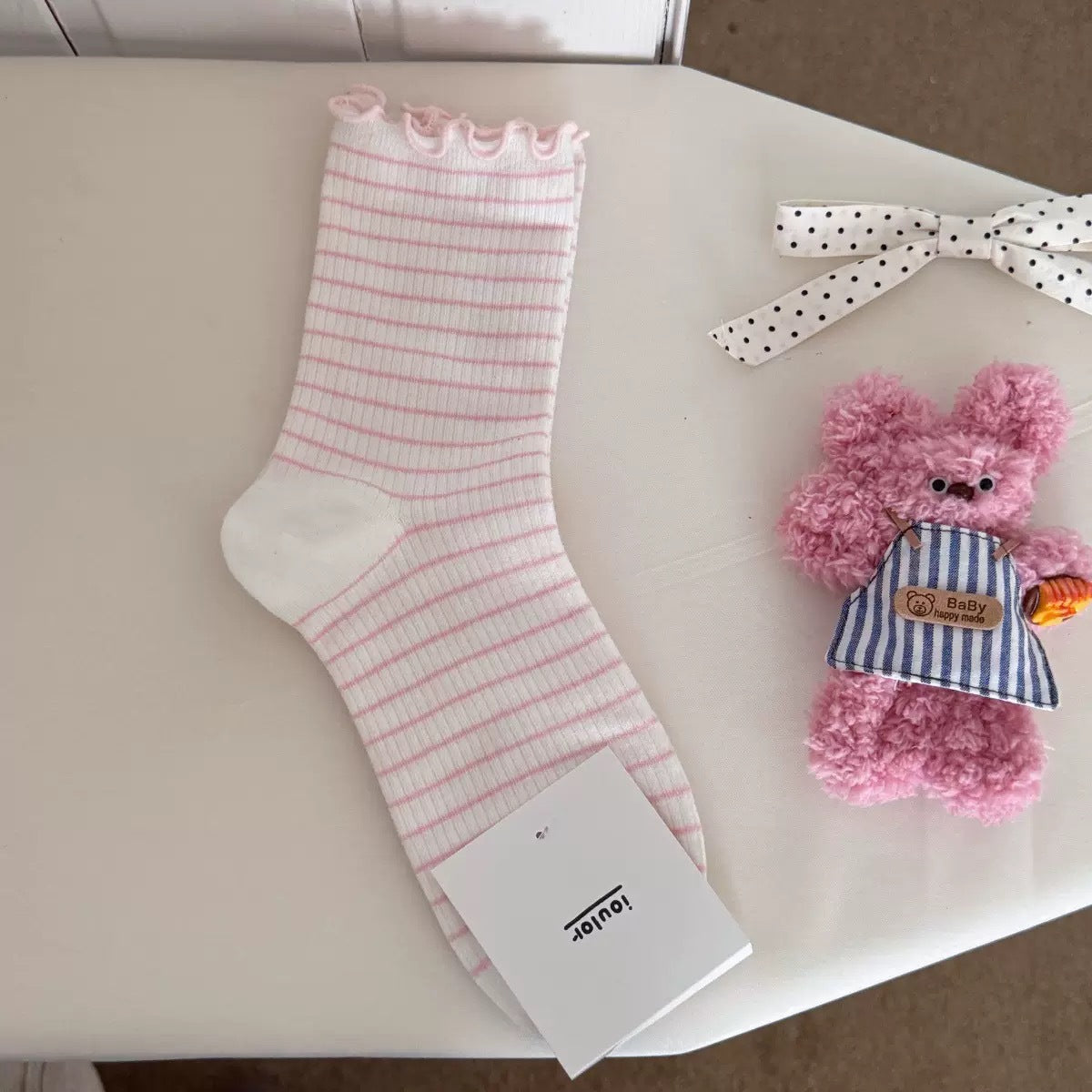 Sweet Pastel Bow Cotton Socks