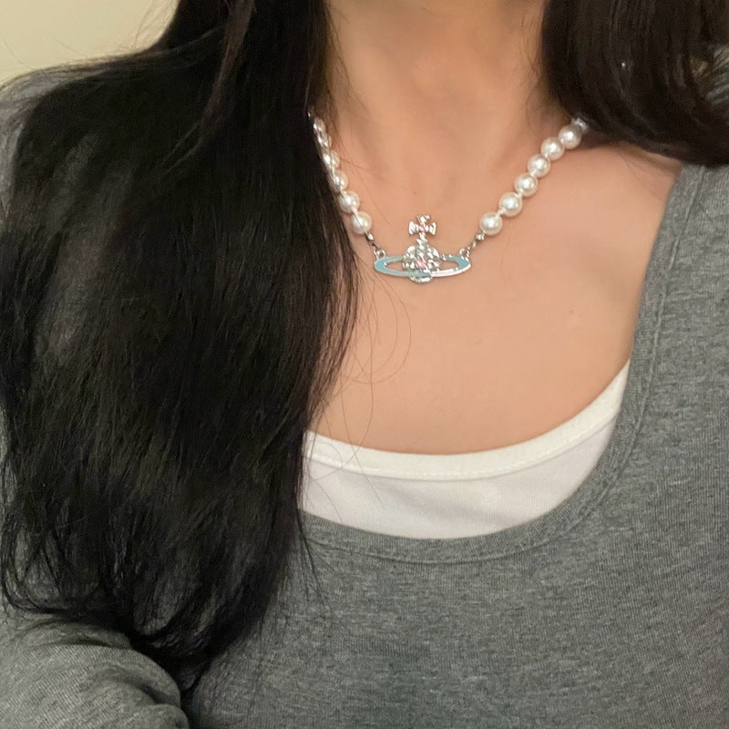Huge Rhinestone Planet Necklace