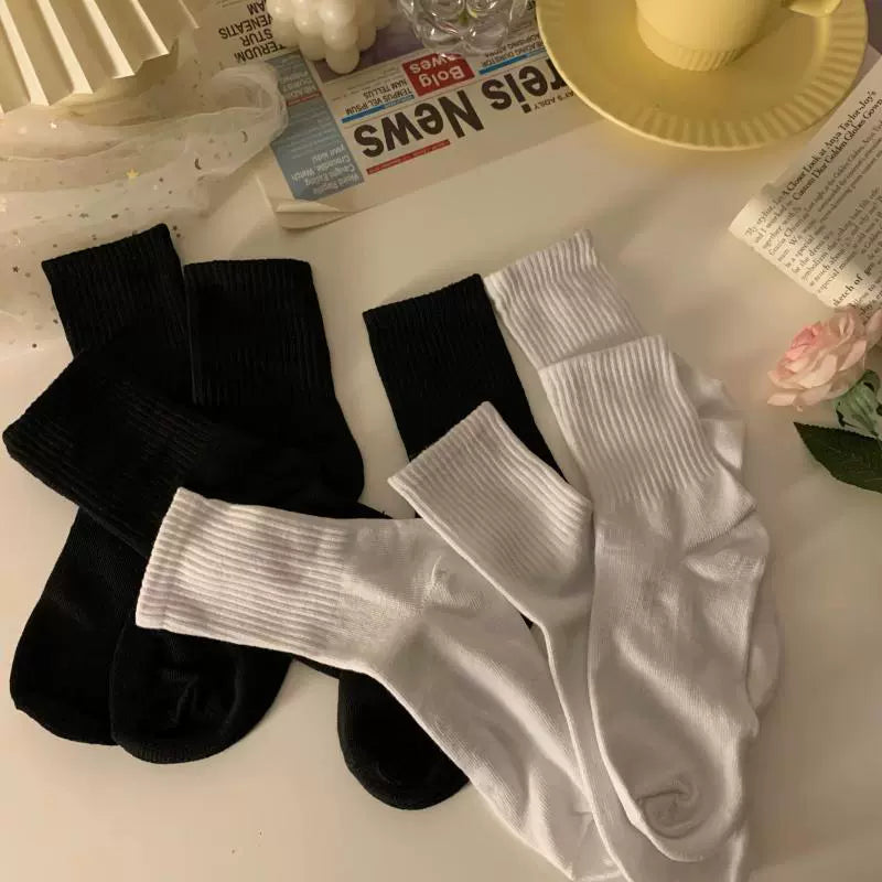 Black White Plain Socks