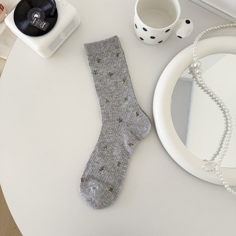 Pastel Floral Mesh Socks