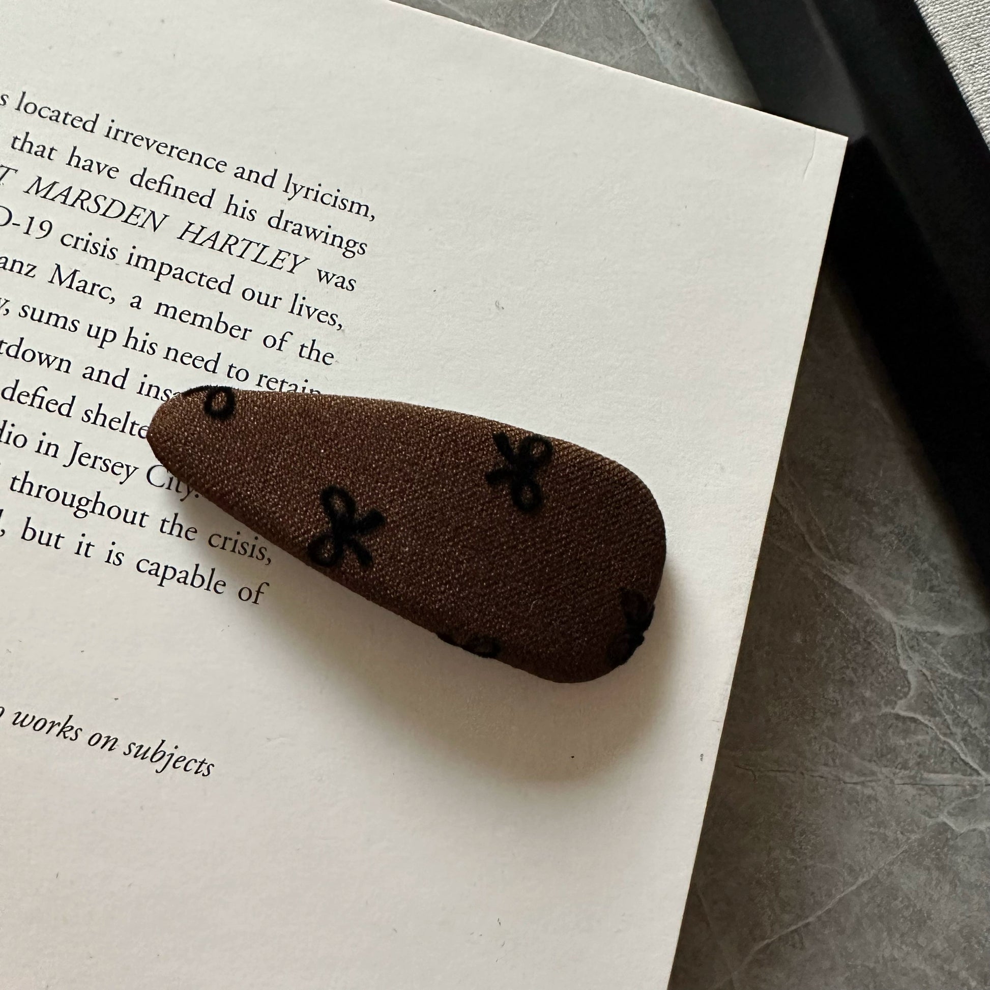 Embroidered Bow Hair Clips