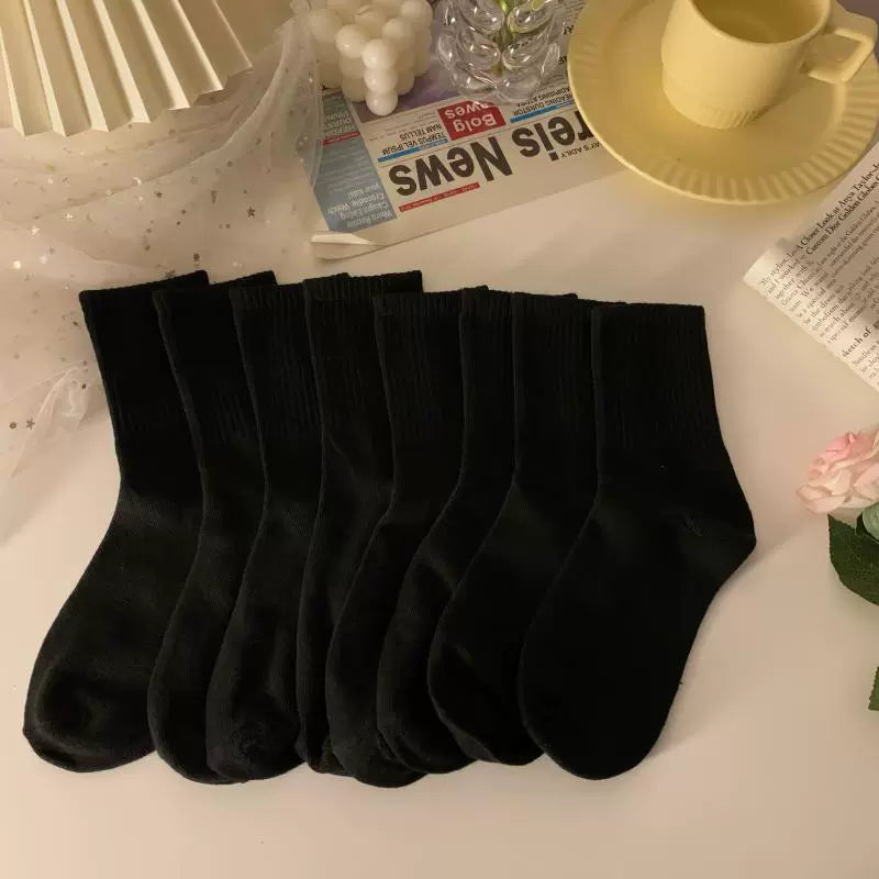 Black White Plain Socks