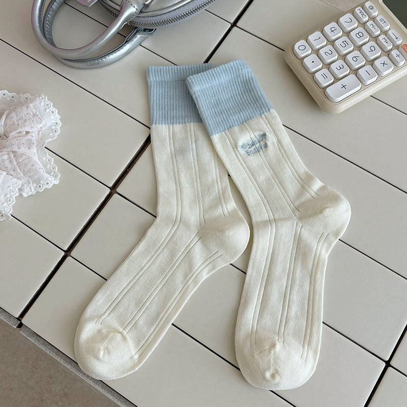 Assorted Pastel Embroidered Socks