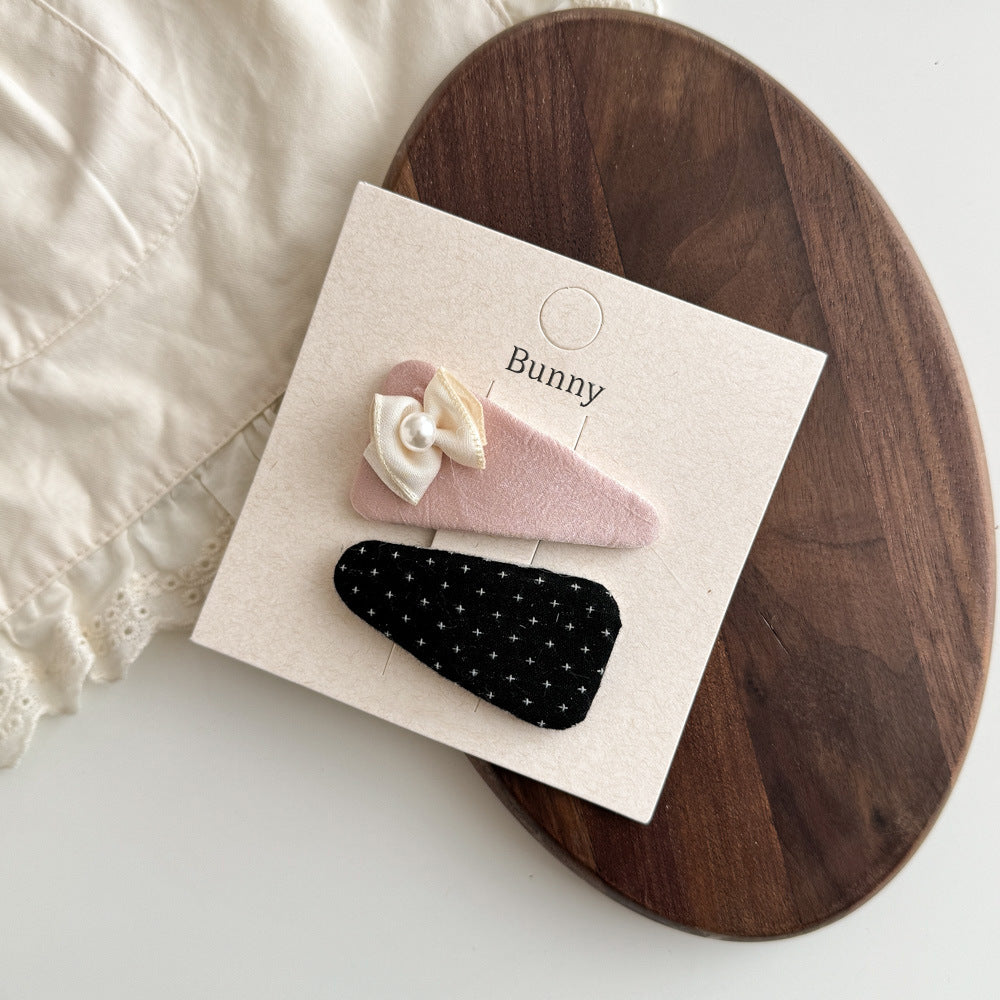 Bunny Pink Black Hair Clips