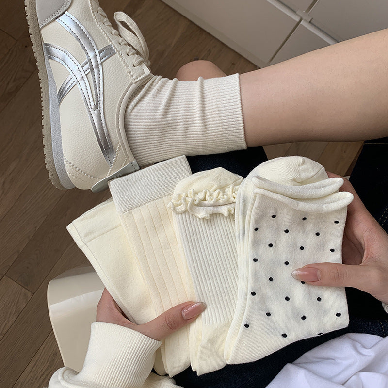 Cream Mixed Pattern Socks