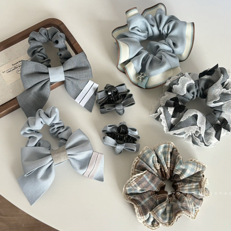 Vintage Plaid Lace Edge Scrunchie