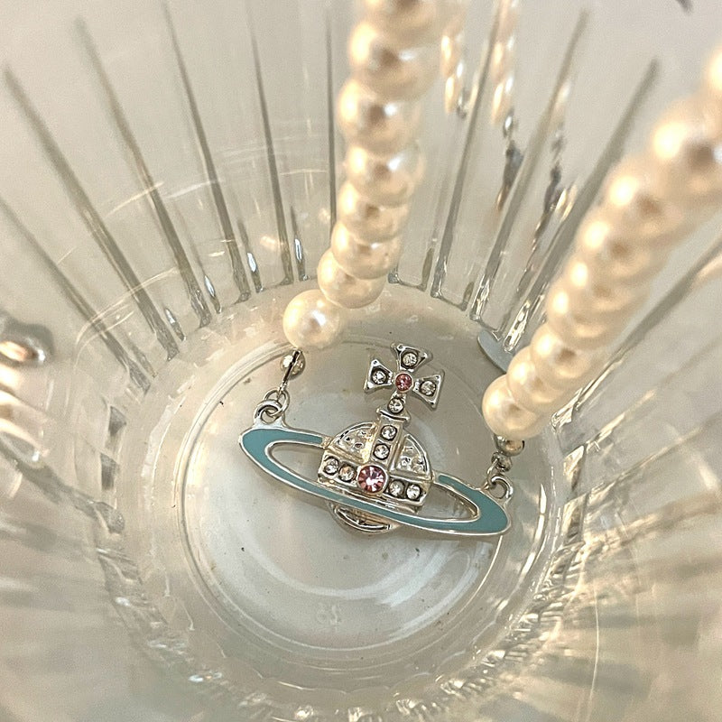 Huge Rhinestone Planet Necklace