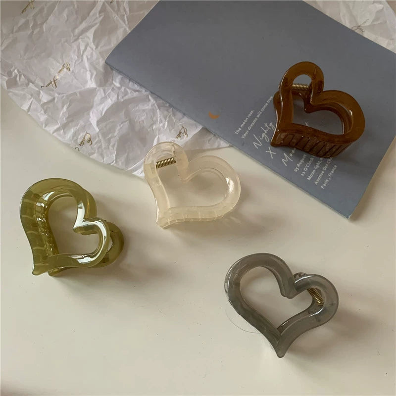 Translucent Heart Claw Clips