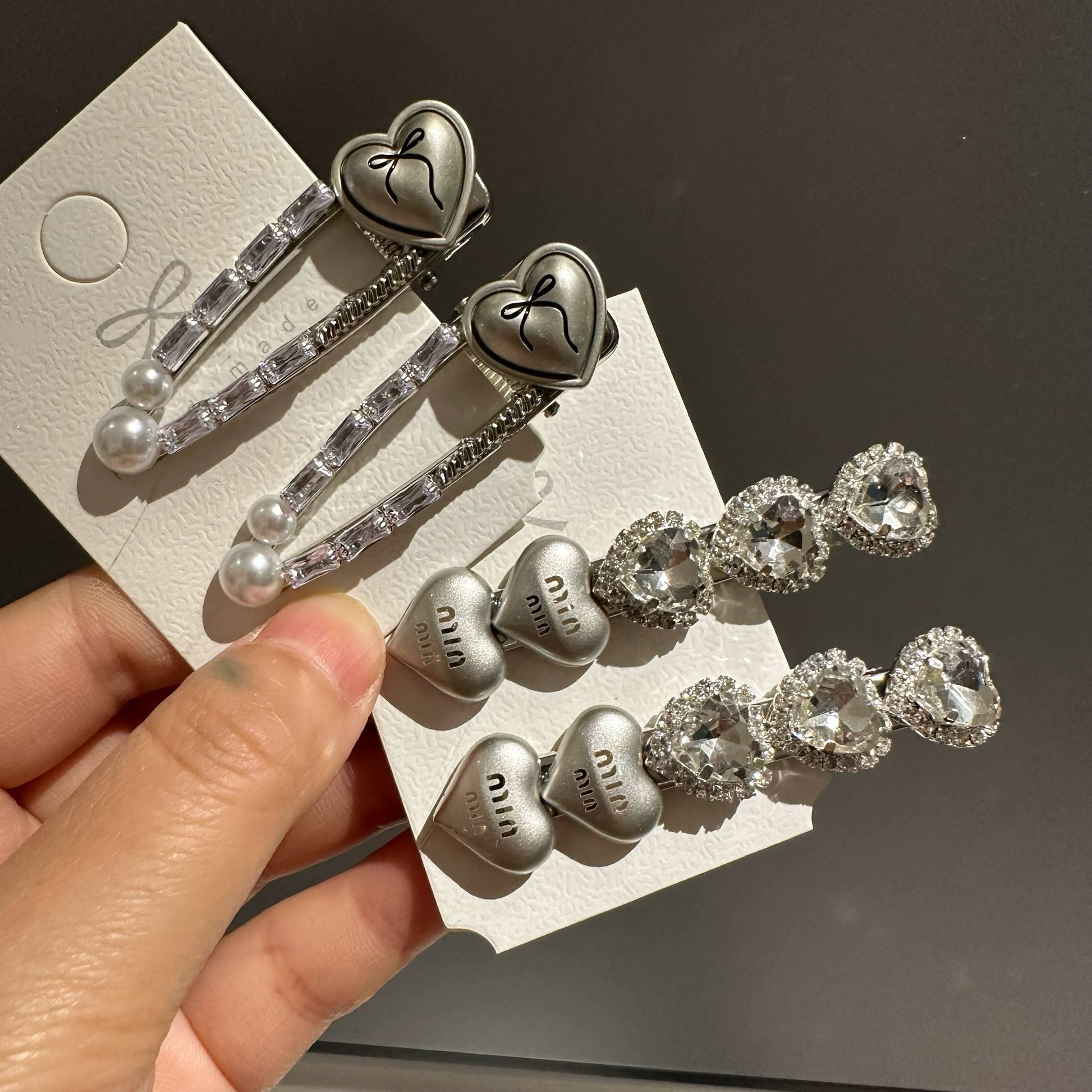 Hearts Silver Hair Clip