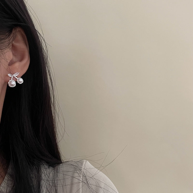 Silver white Cherry Earring