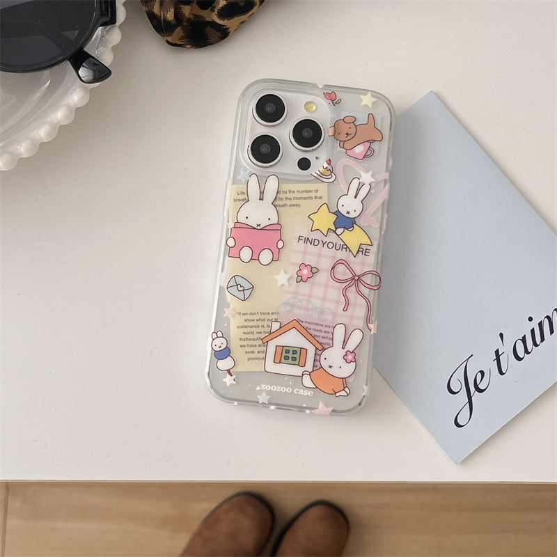 Cute Bunny Cartoon Clear Phone Case
