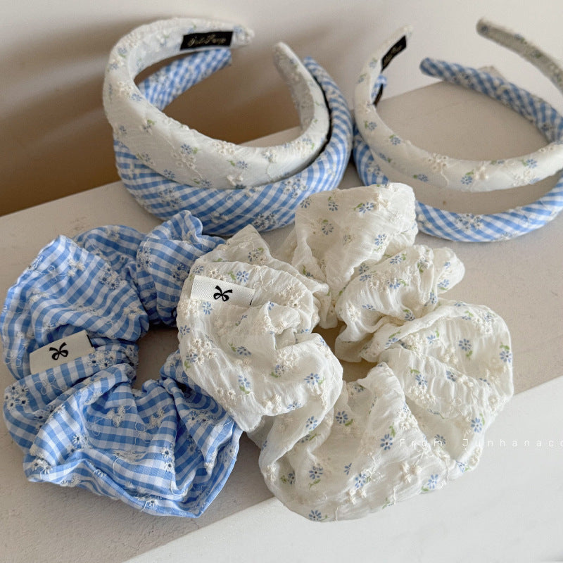 Floral Gingham Fabric Hair Accessories